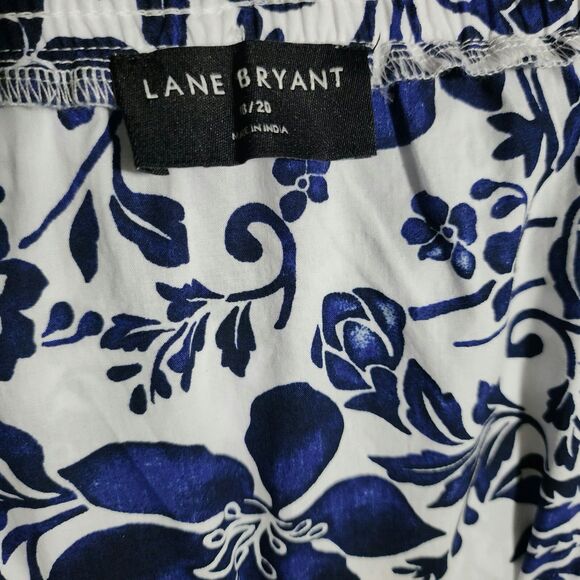 Lane Bryant Womens Cotton Tiered Midi Skirt Blue Floral High-Low Unlined 18/20 - Picture 5 of 7